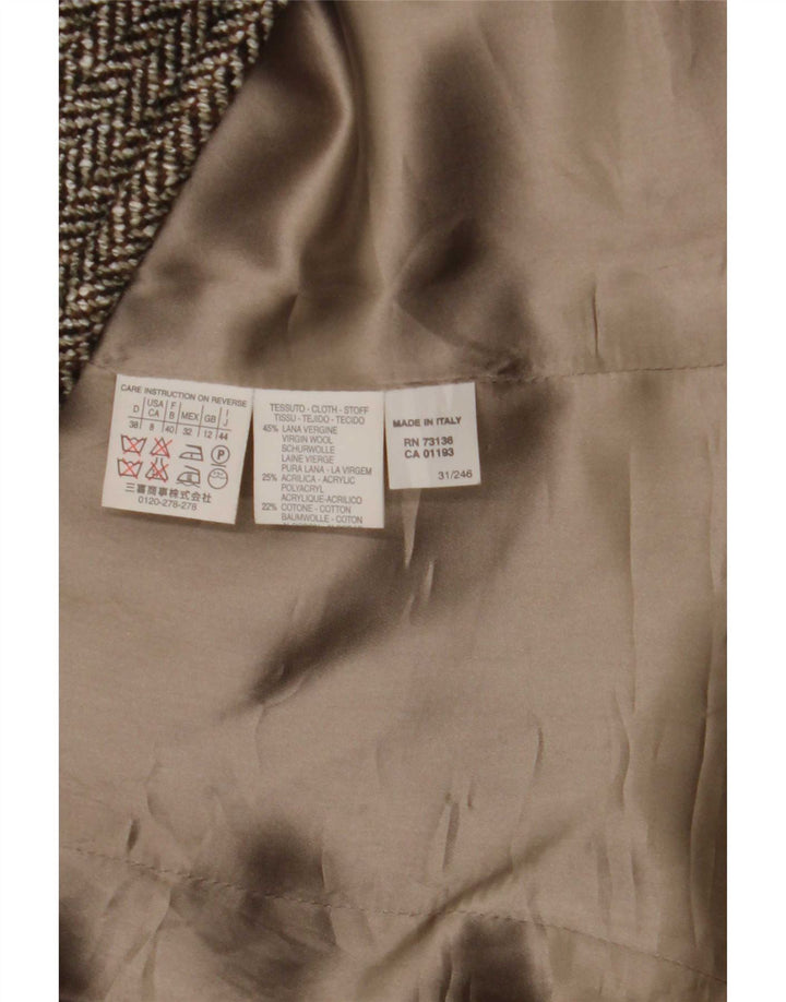 Marella Manteau croisé pour femme UK 12 Laine à chevrons marron moyen