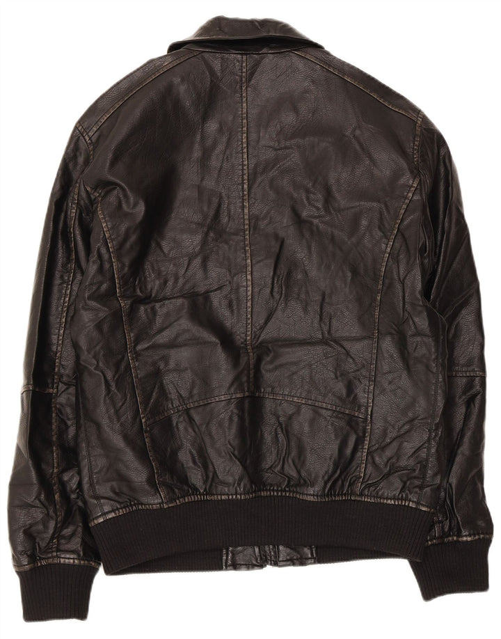 Zara Veste en cuir pour homme UK 38 Medium Noir Polyuréthane