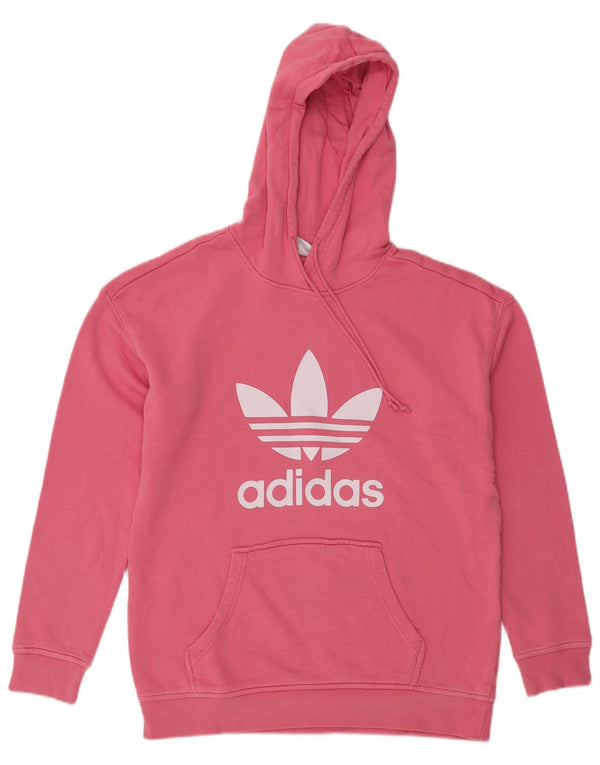 Adidas Pull à capuche surdimensionné graphique pour femme UK 6 XS en coton rose