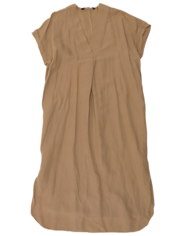Zara Robe droite surdimensionnée pour femme UK 6 XS Beige