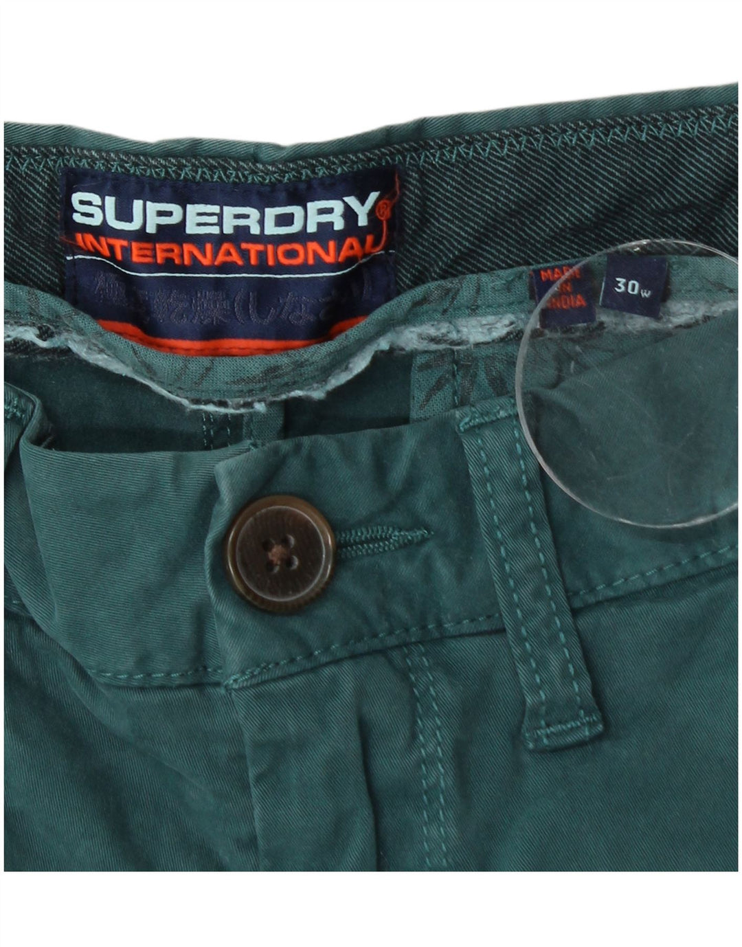 Superdry Short Chino W30 Homme Bleu Moyen Coton