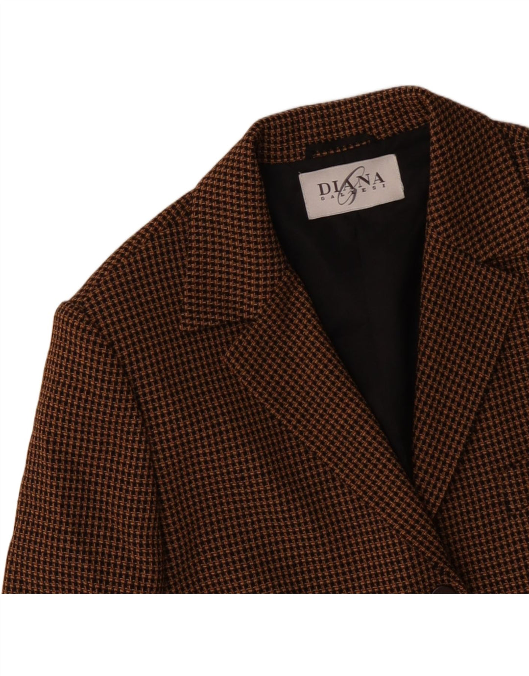 DIANA GALLESI Veste blazer 3 boutons pour femme UK 14 Grand pied-de-poule marron