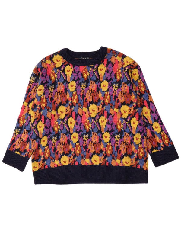Zara Pull col bateau pour femme UK 14 Medium Multicolore Floral