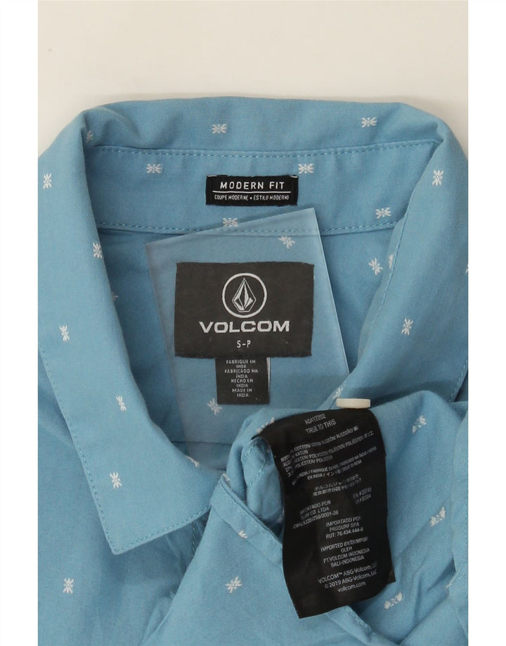 Volcom Chemise à manches courtes coupe moderne pour hommes, petit coton à pois bleu