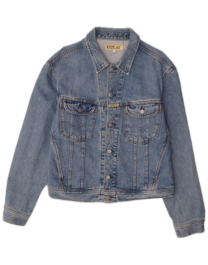Replay Veste en jean pour homme UK 40 Large Bleu Coton