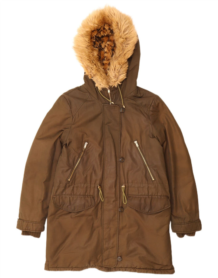Zara Femme Trafaluc Parka à capuche UK 14 Medium Kaki Polyester