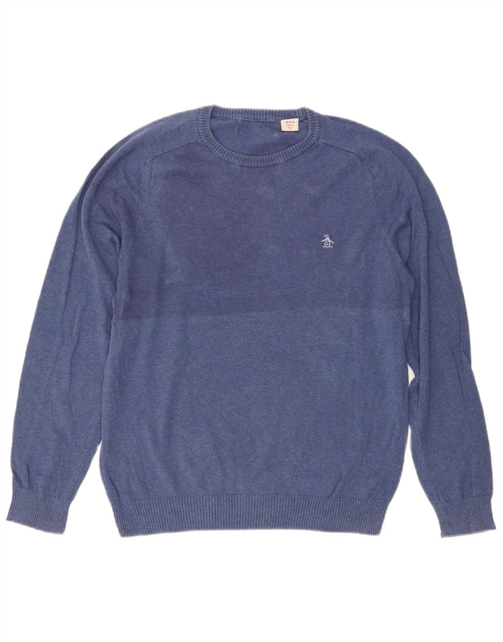 Penguin Pull Col Rond Homme Bleu Moyen Coton