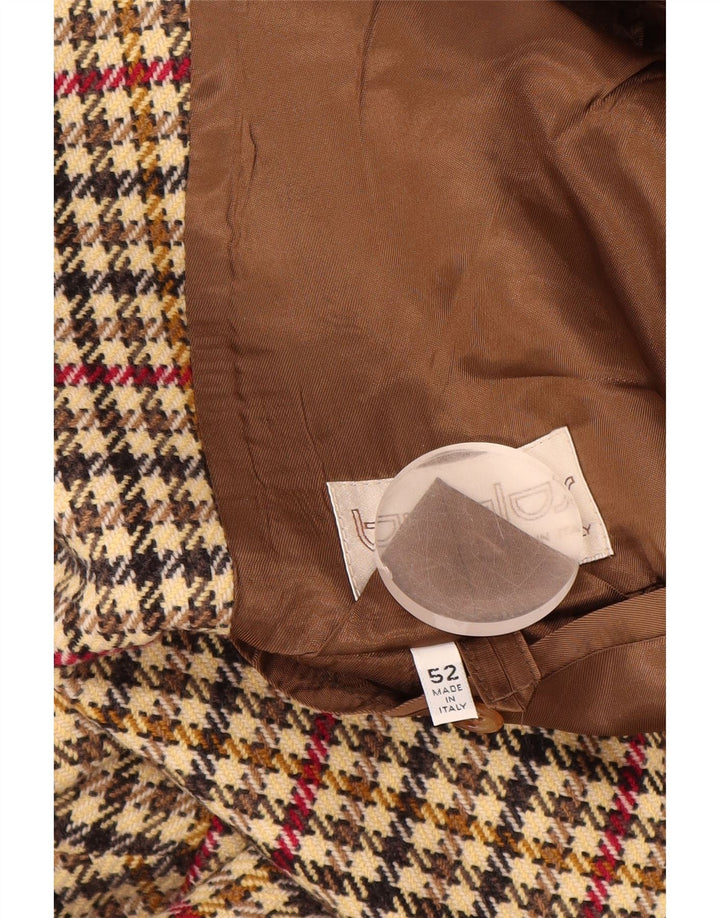 BYBLOS Veste Blazer 2 Boutons Homme IT 52 XL Beige Pied-de-Poule Laine