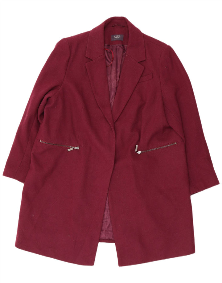 Marks & Spencer Manteau Femme UK 20 2XL Bordeaux Polyester