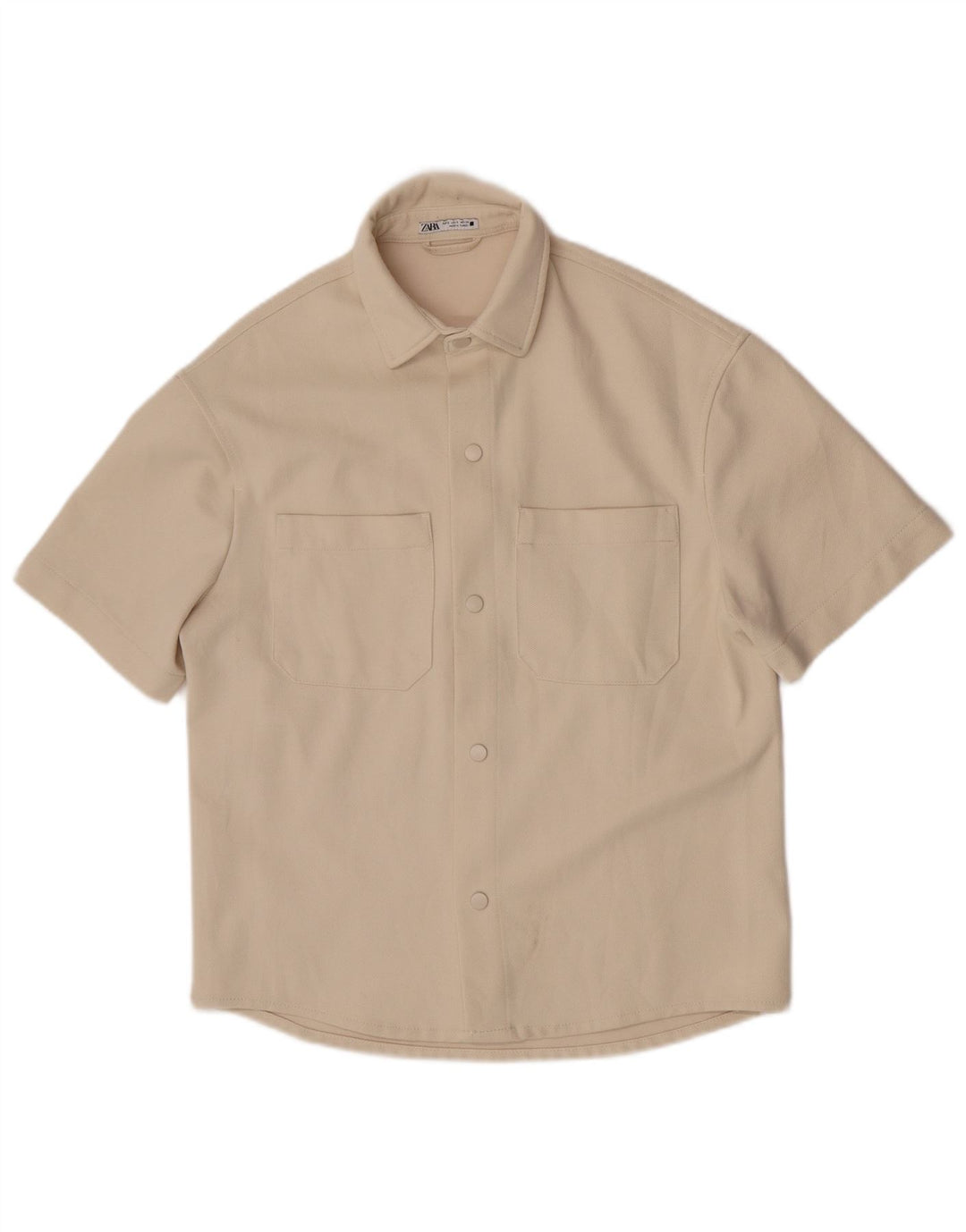 Zara Chemise À Manches Courtes Homme Petit Beige Polyester