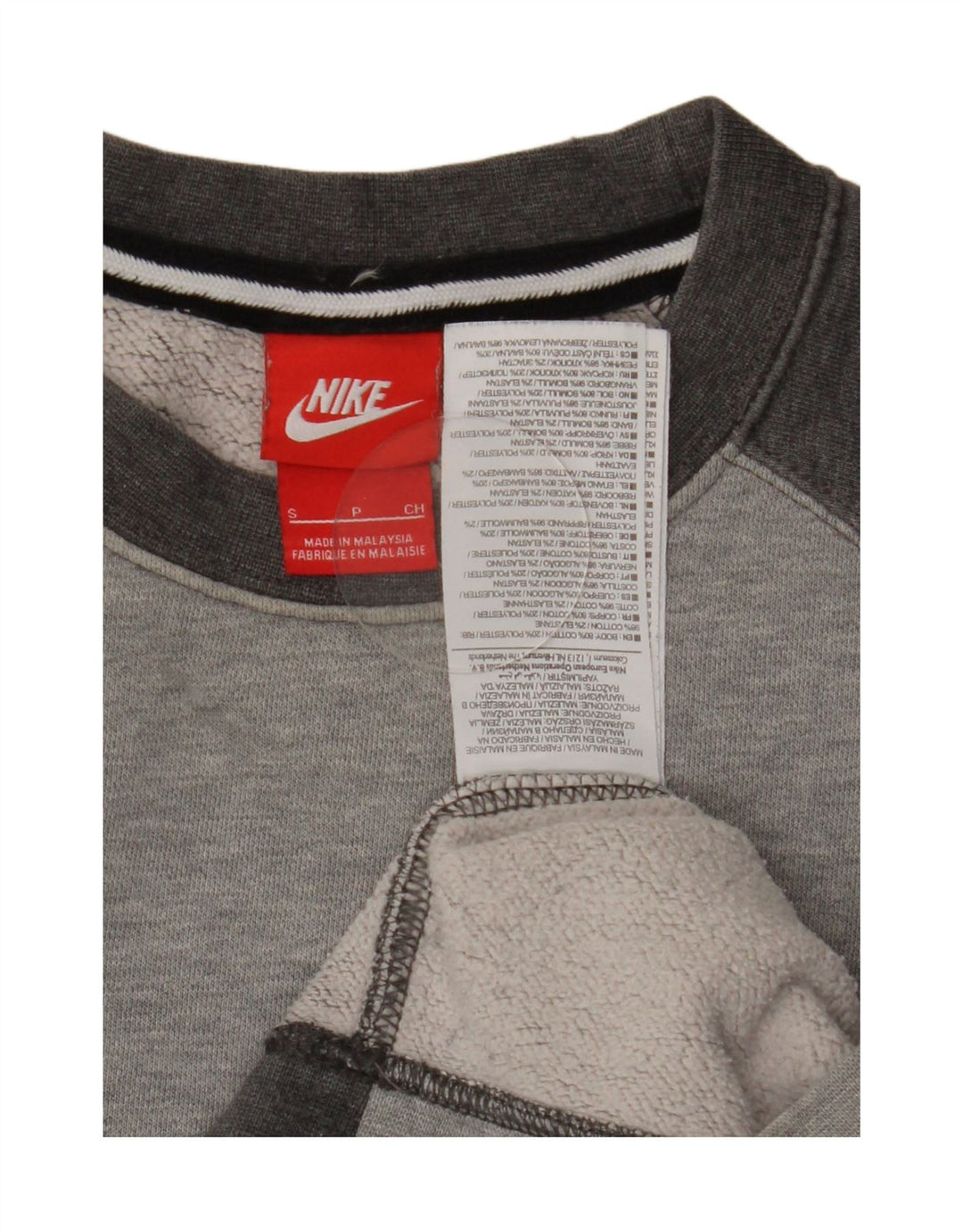 Nike Sweat-shirt pour homme en coton color block Gris Taille S