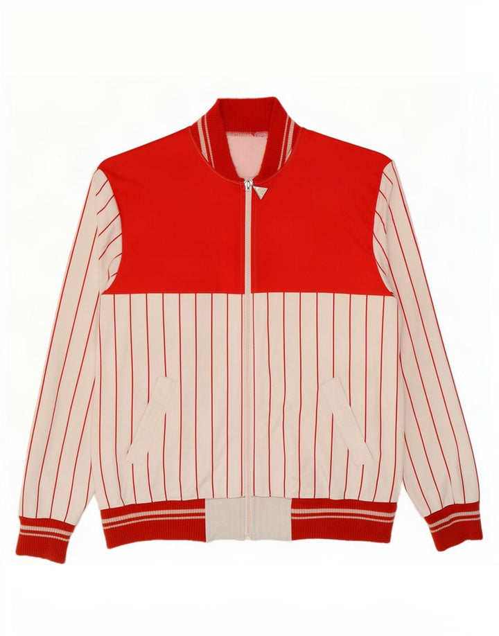vintage Mens Survêtement Top Veste Grande Rayure Rouge
