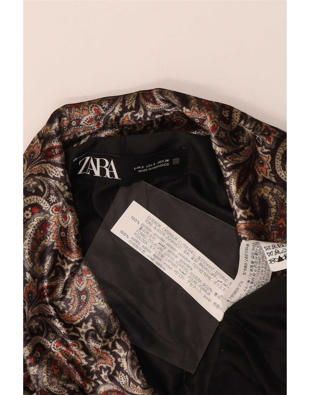 Zara Veste Blazer Double Boutonnage Femme UK 10 Petit Paisley Multicolore
