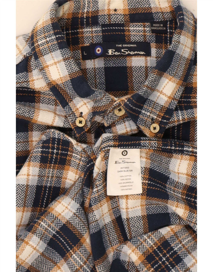 Ben Sherman Chemise en flanelle pour homme à carreaux bleus