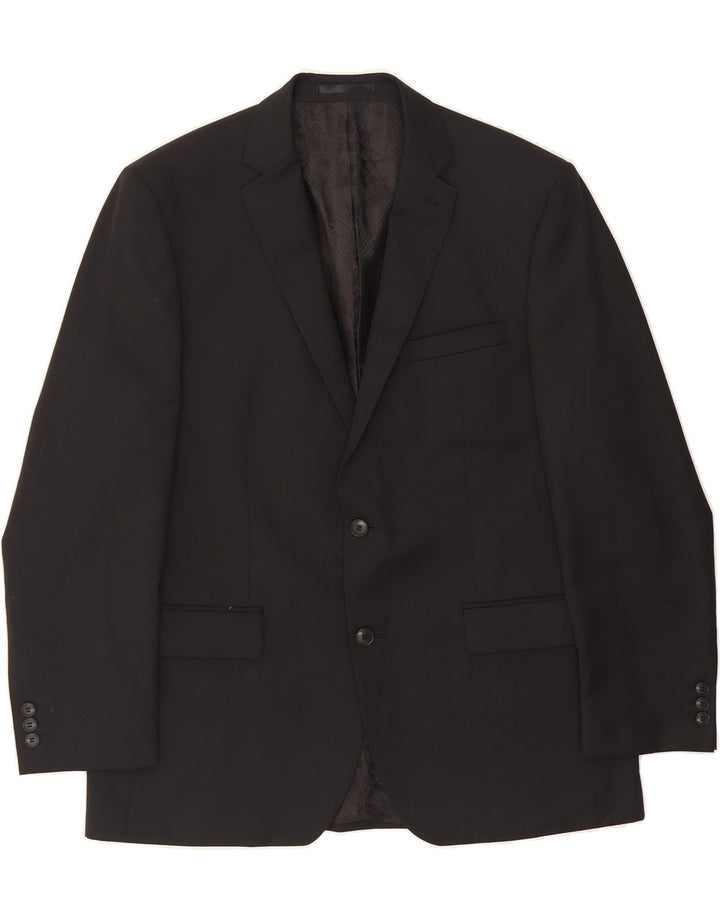 PIERRE CARDIN Mens Regular Fit 2 Button Blazer Jacket UK 42 XL Black Wool Vintage Pierre Cardin and Second-Hand Pierre Cardin from Messina Hembry 