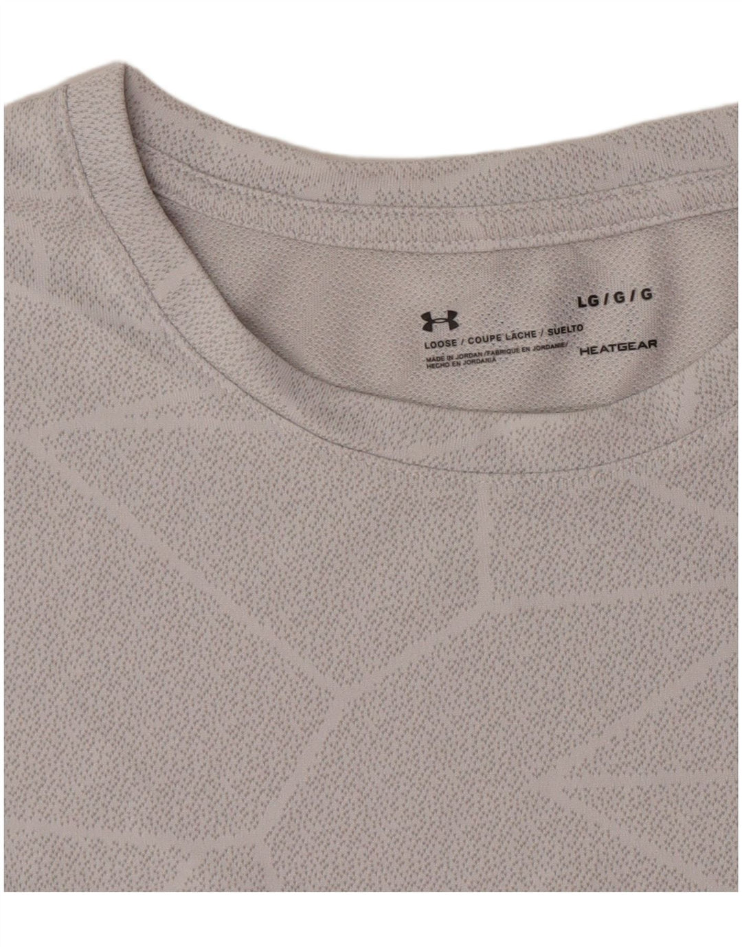 Under Armour Heat Gear T-Shirt Top Homme Gris Géométrique Polyester