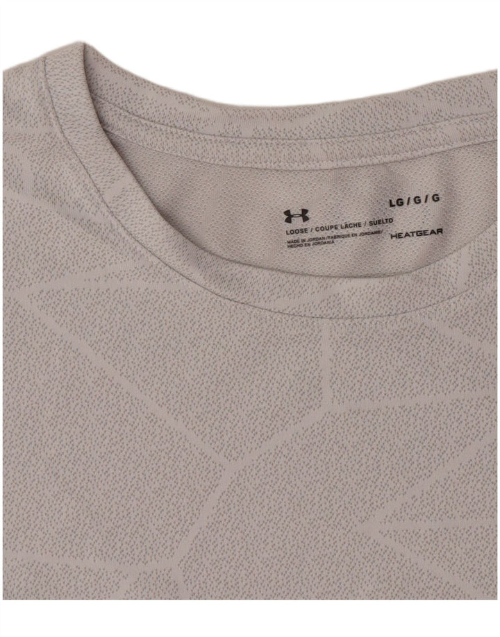 Under Armour Heat Gear T-Shirt Top Homme Gris Géométrique Polyester