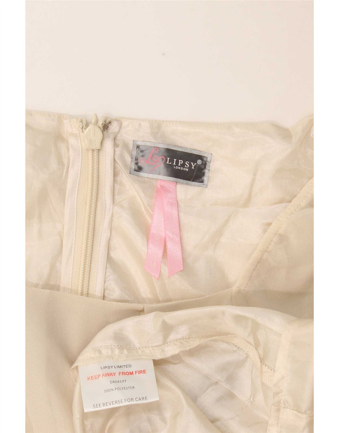Lipsy Robe droite à manches 3/4 pour femme UK 44 Medium Off White Polyester