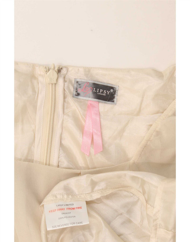 Lipsy Robe droite à manches 3/4 pour femme UK 44 Medium Off White Polyester