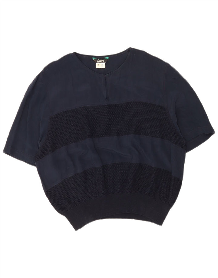 Donna Mizar Chemisier Femme Top IT 50 XL Bleu Marine Soie