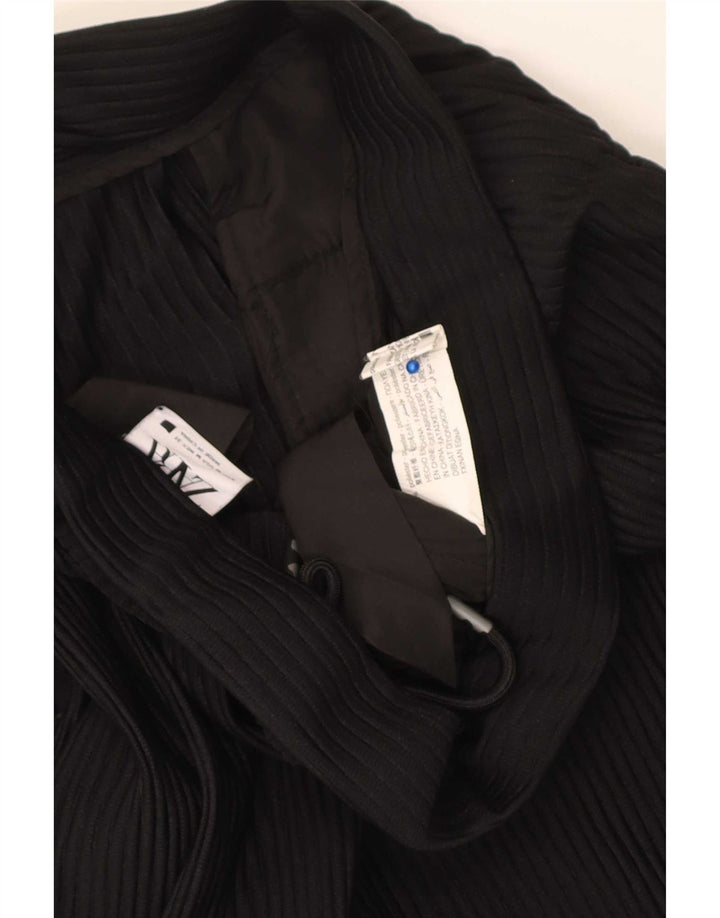 Zara Pantalon décontracté droit pour femme Medium W32 L30 Noir Polyester