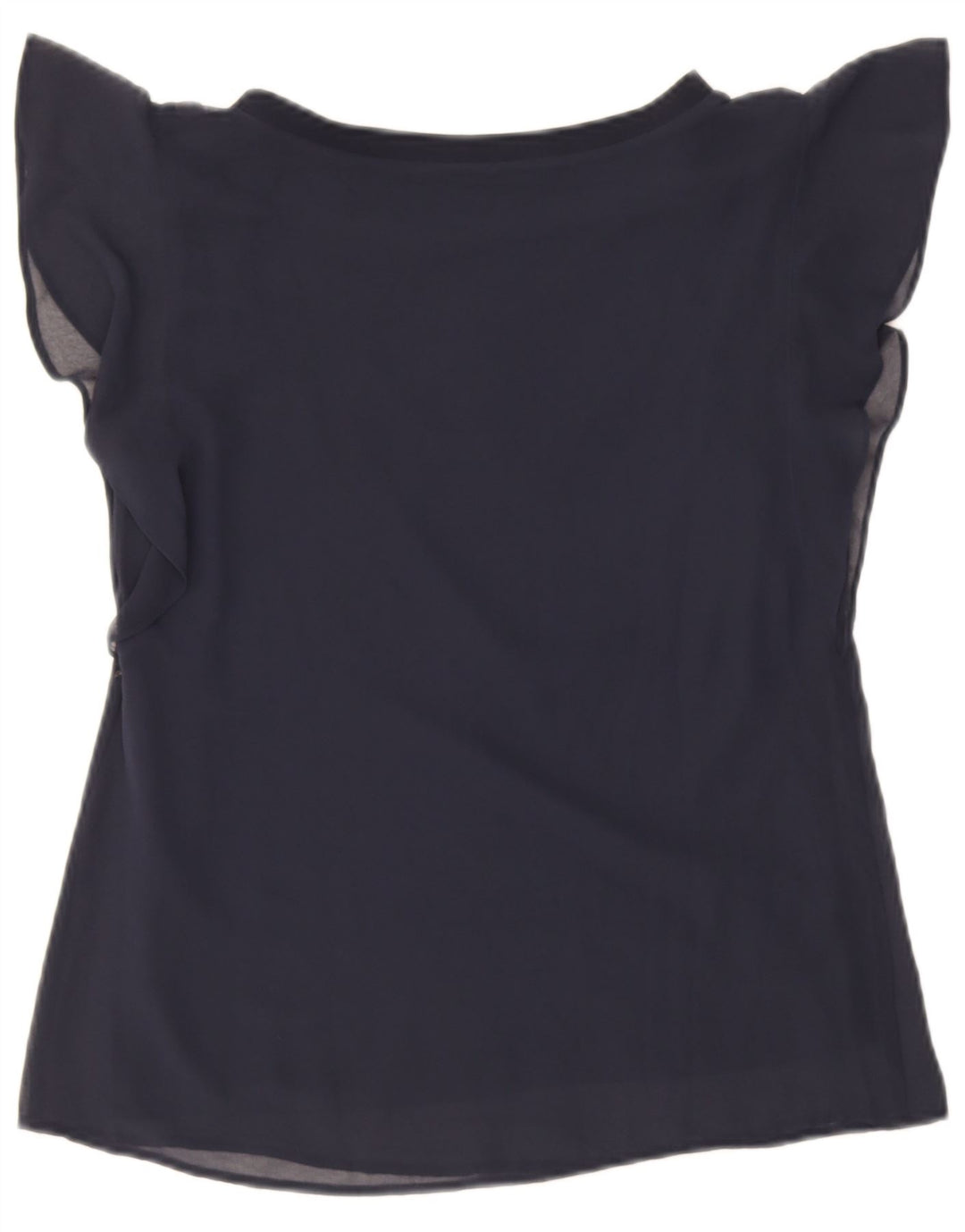 Zara Femme Chemisier Oversize Top UK 6 XS Bleu Marine Viscose
