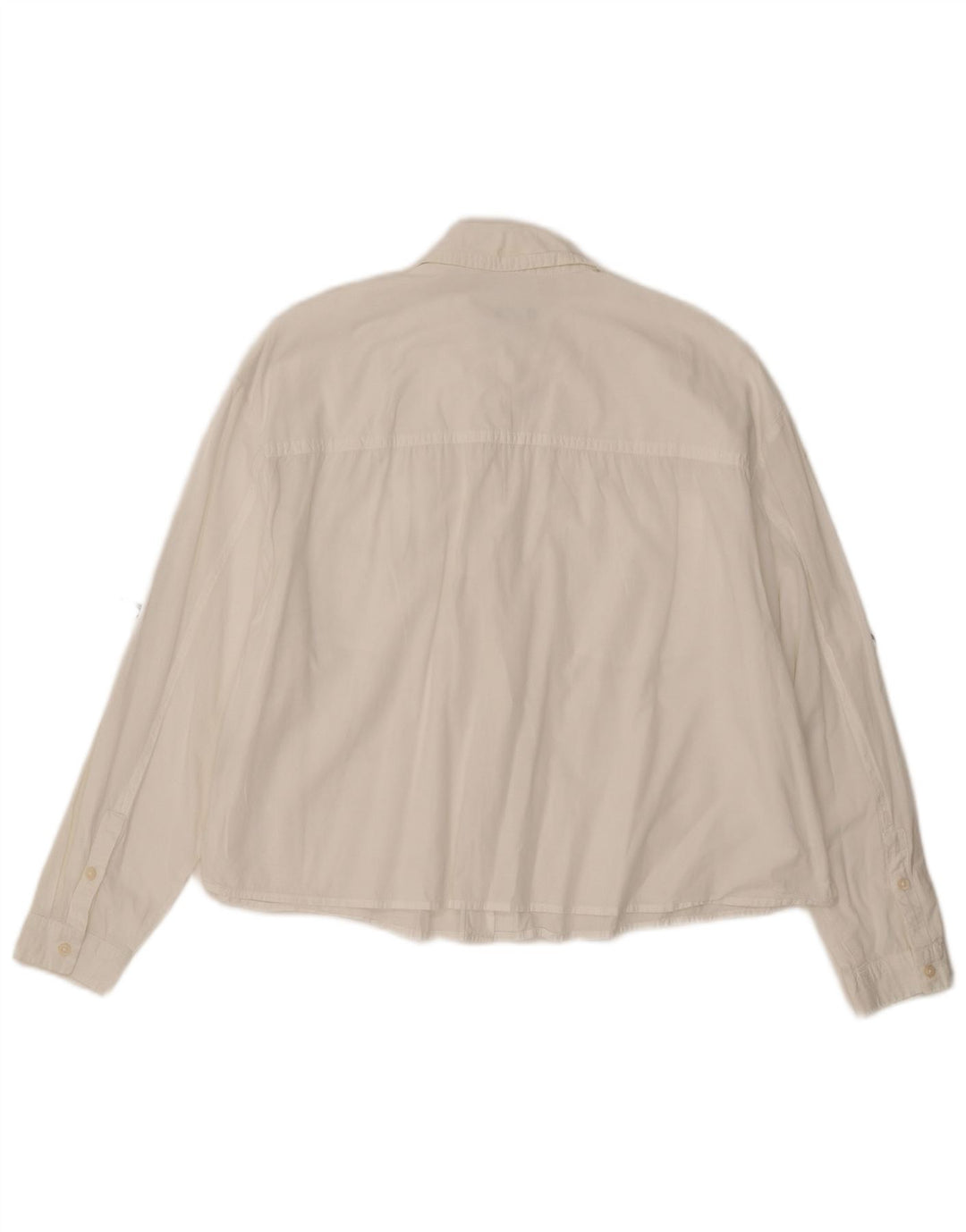 BENETTON Chemise courte surdimensionnée pour femme UK 16 Grand coton blanc