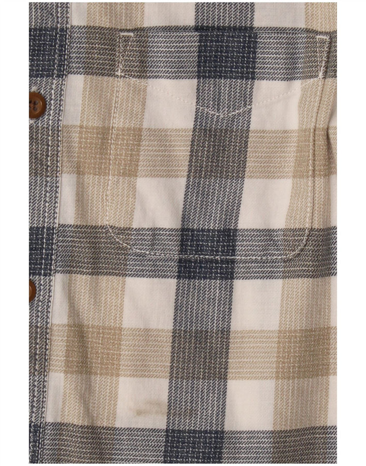 Fat Face Chemise en flanelle pour homme XS en coton à carreaux beige