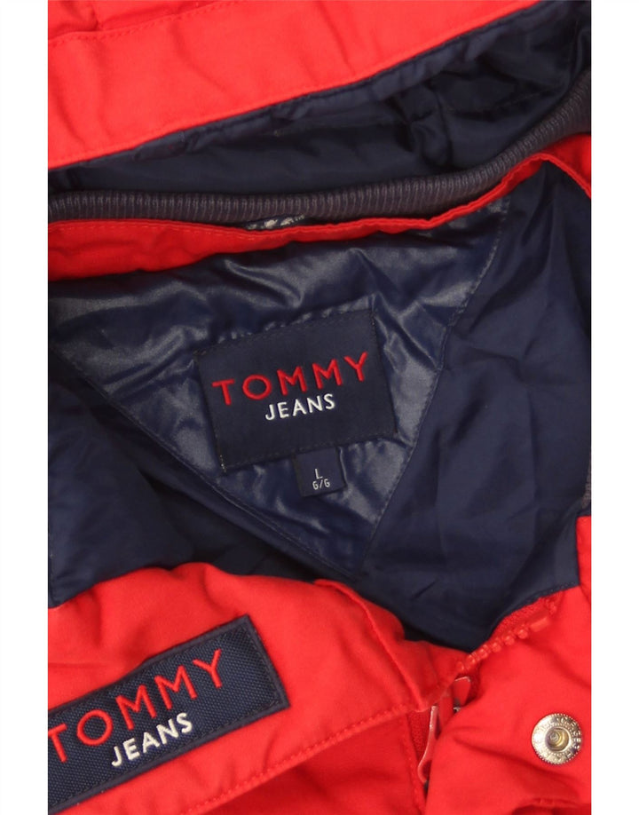 Tommy Hilfiger Veste matelassée à capuche pour homme UK 40 Large Rouge Polyester