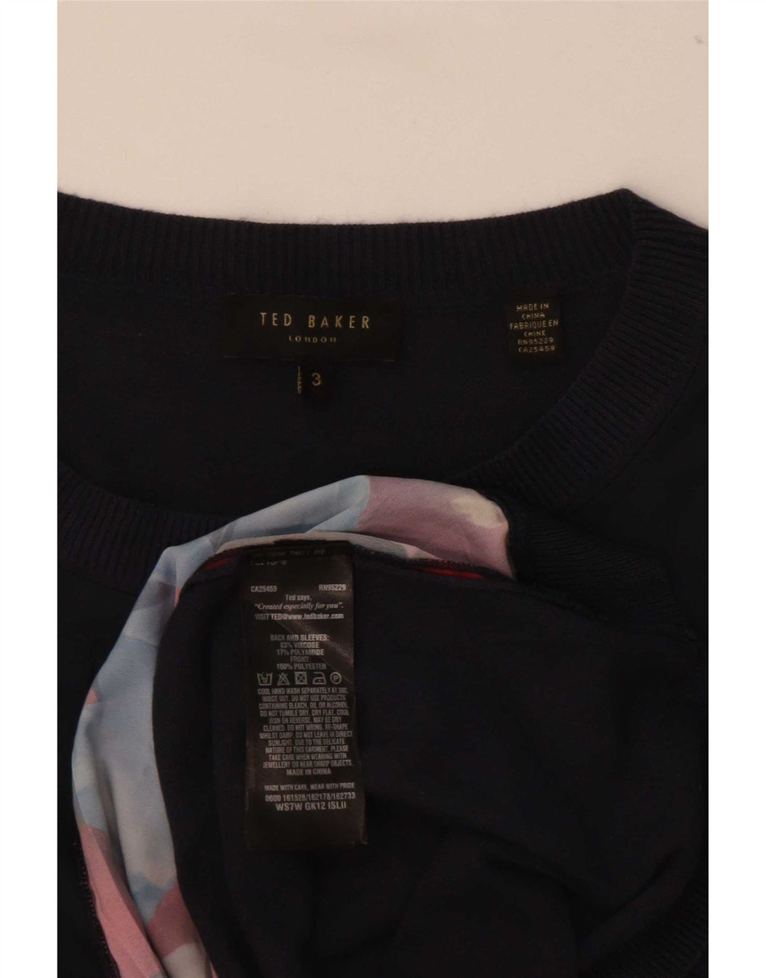 Ted Baker Pull col bateau pour femme Taille 3 Bleu marine moyen Floral
