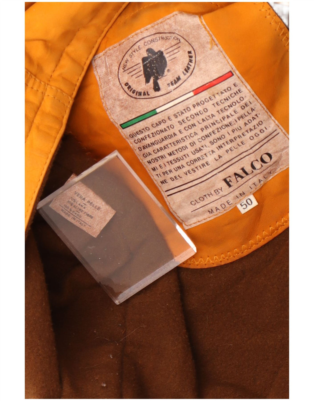 veste en cuir homme vintage IT 50 Grand cuir marron