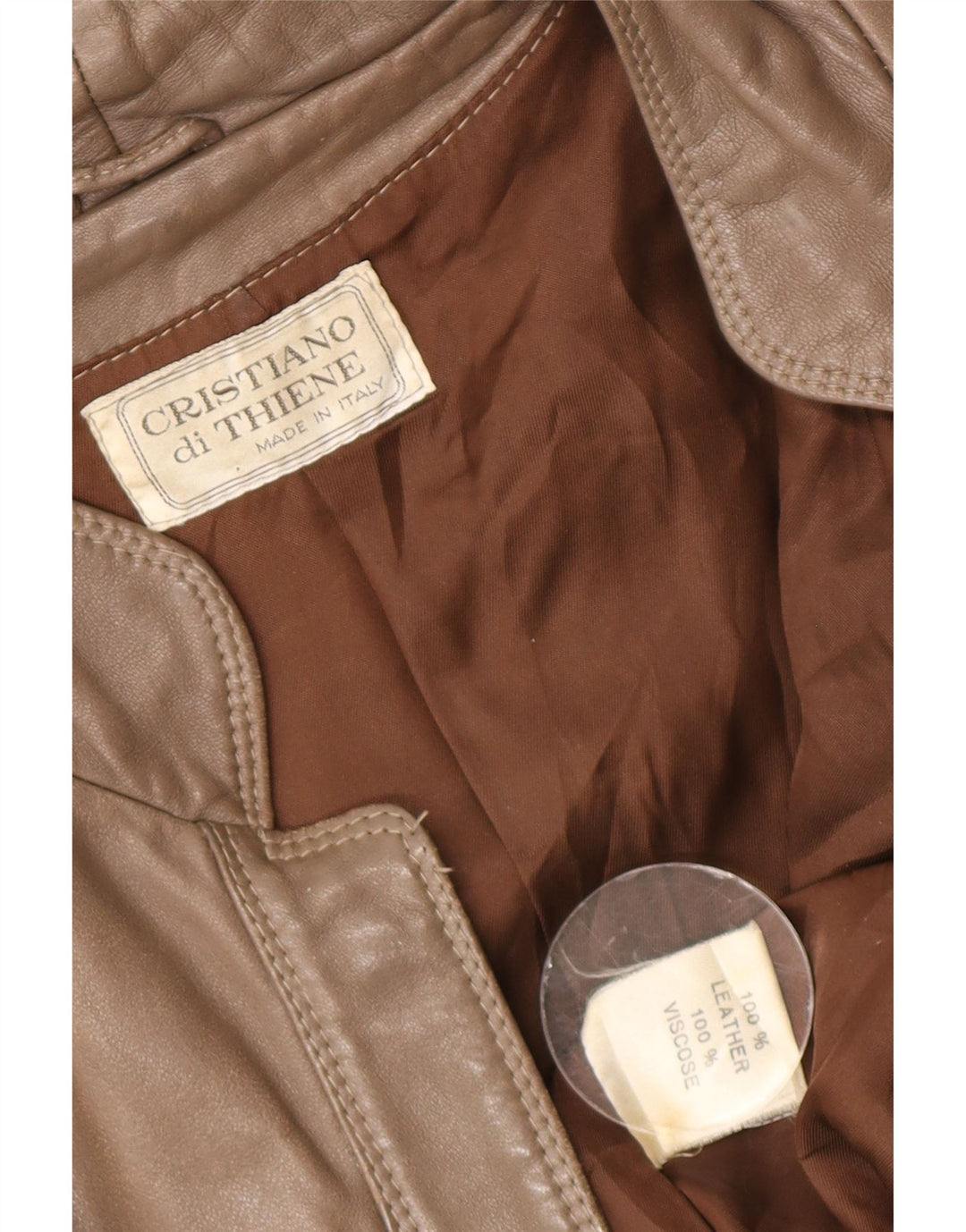 Cristiano Di Thiene Veste en cuir pour femme UK 14 Cuir marron moyen