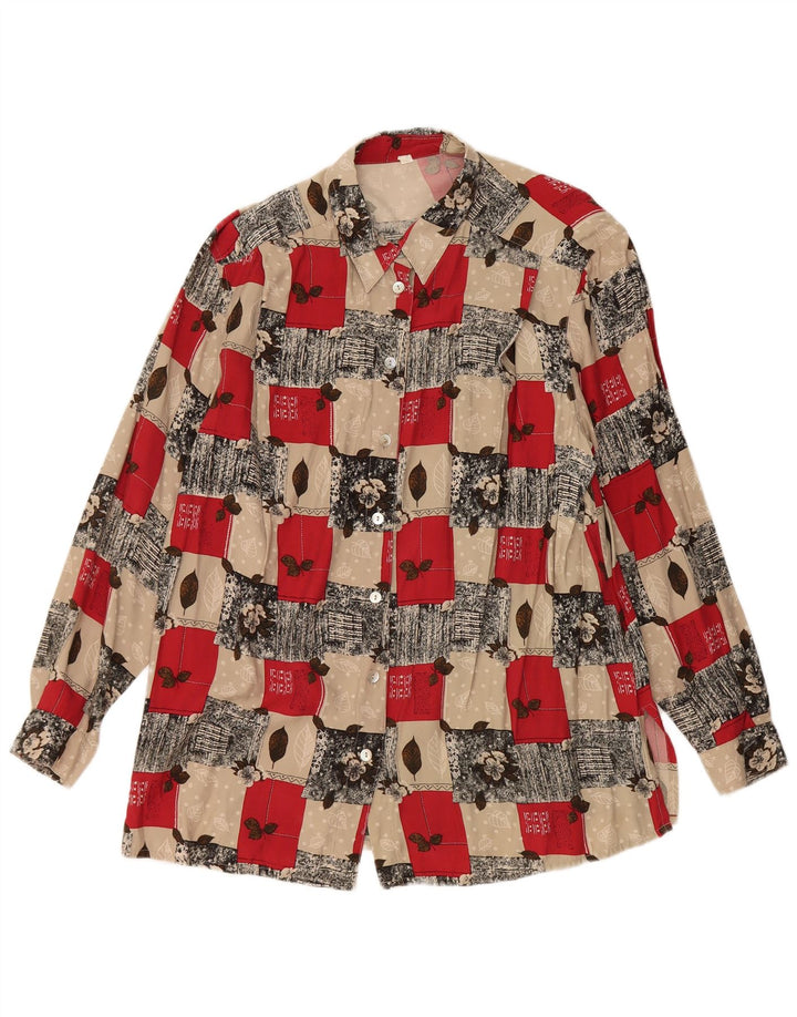 VINTAGE Chemisier Chemise Femme UK 20 2XL Viscose Florale Multicolore