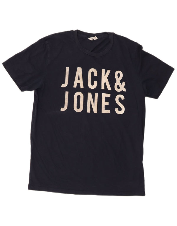 Jack & Jones T-Shirt Graphique Homme Grand Bleu Marine Coton