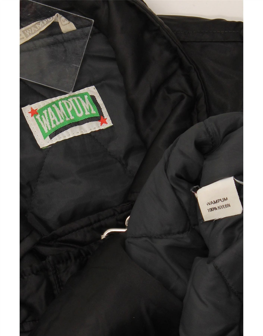 WAMPUM Veste de motard surdimensionnée pour femme UK 10 Petit nylon noir