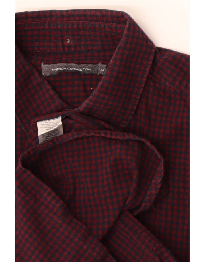French Connection Chemise Homme Coton Vichy Bordeaux Moyen