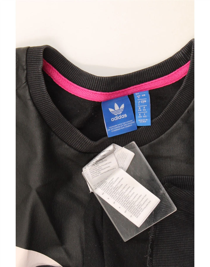 Adidas Sweat-shirt surdimensionné graphique pour femme UK 8 Petit Noir