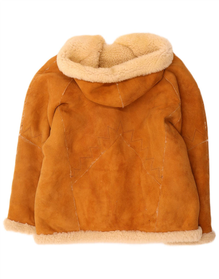 veste en peau de mouton surdimensionnée à capuche femme vintage EU 40 Brun moyen