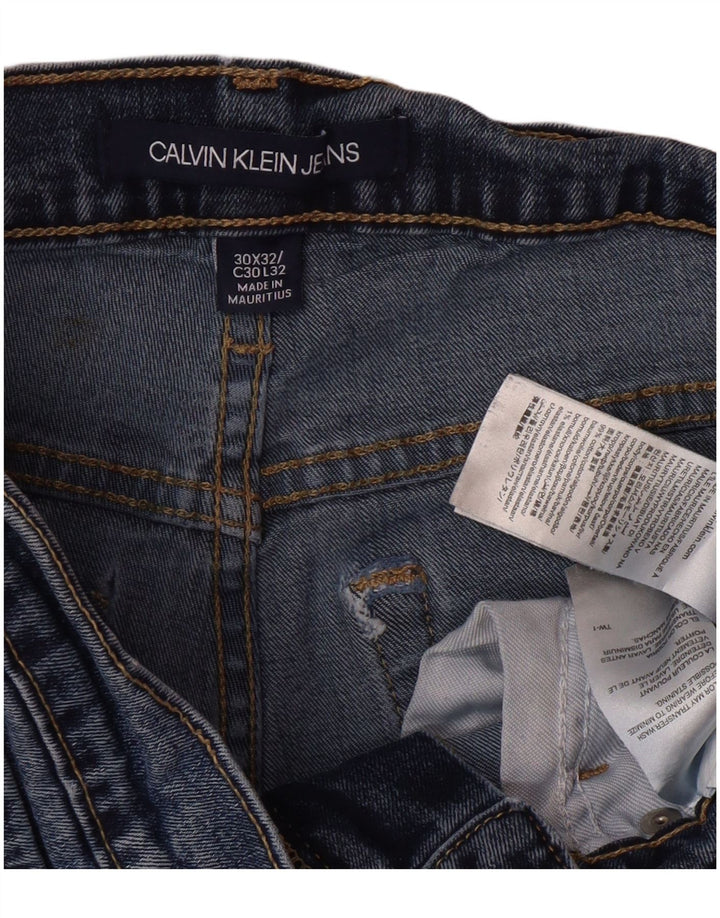 CALVIN KLEIN Jean Slim Homme W30 L32 Bleu Coton