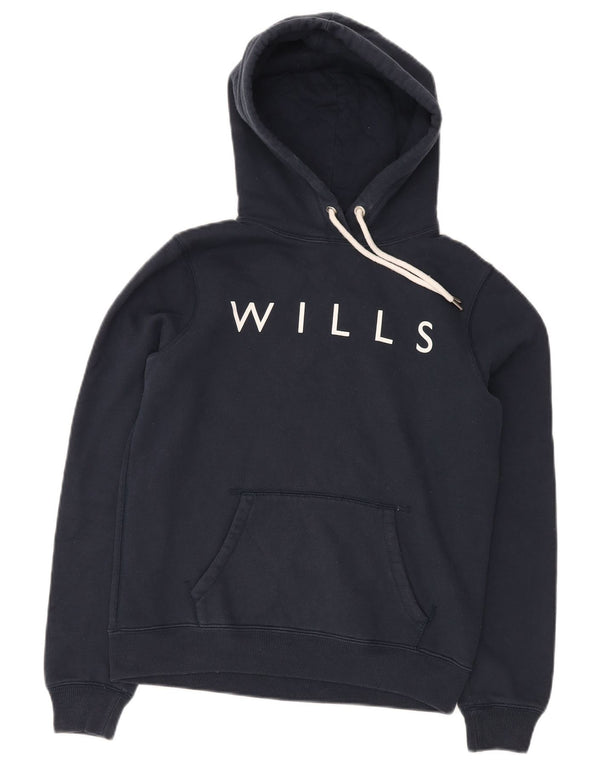 JACK WILLS Pull à capuche surdimensionné graphique pour femme UK 10 Small Bleu marine