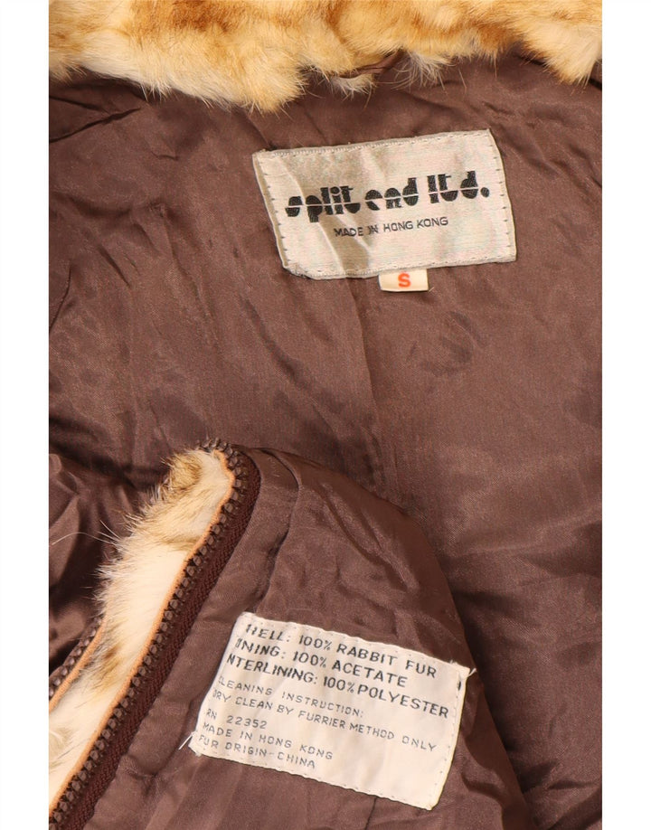 Split End Ltd Veste en fourrure surdimensionnée pour femme UK 10 Petite fourrure de lapin marron