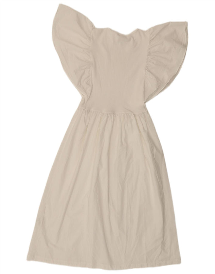 Zara Robe trapèze chauve-souris pour femme UK 8 Small Polyester blanc cassé