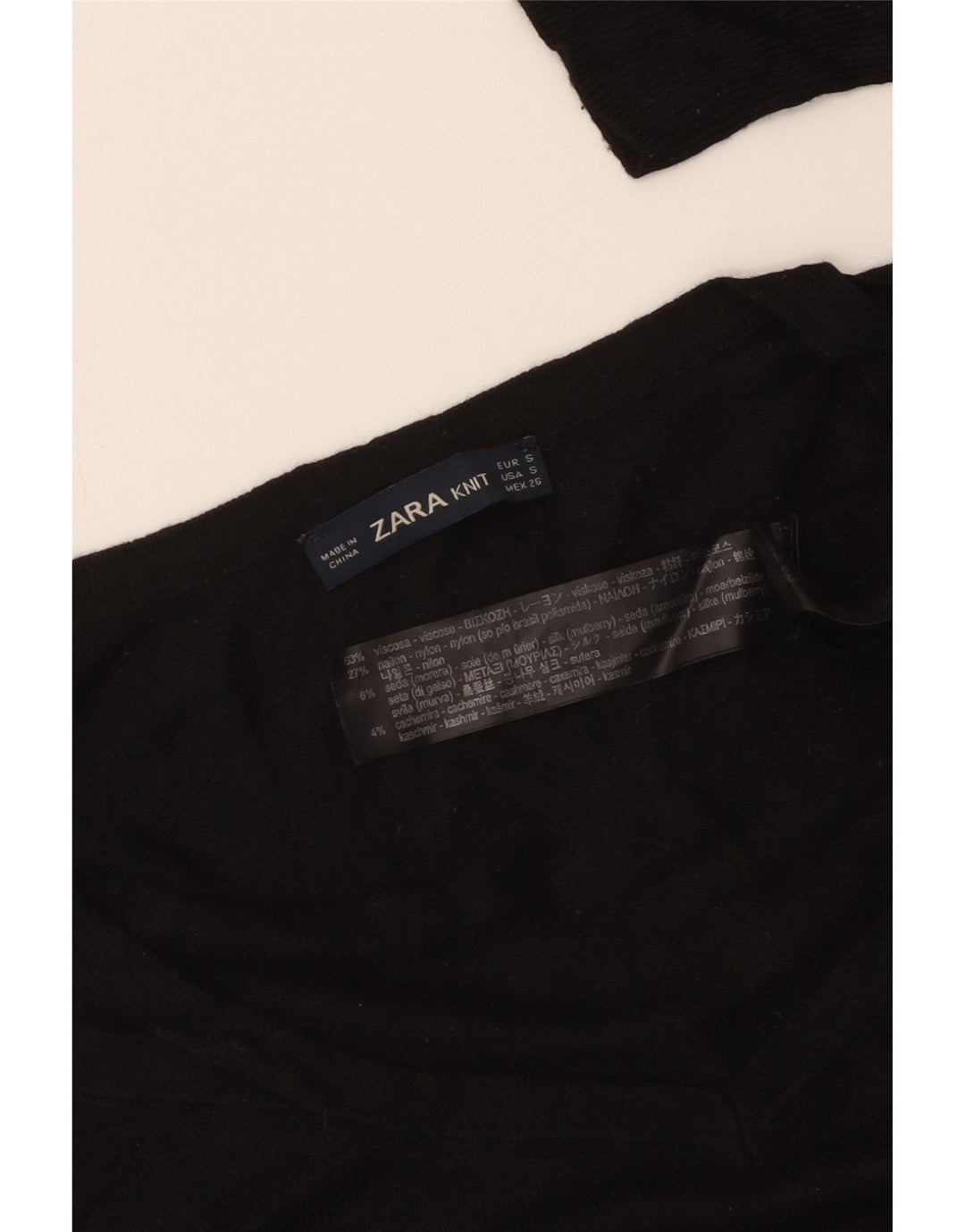 ZARA Pull surdimensionné à col en V pour femme UK 10 Small Noir Viscose