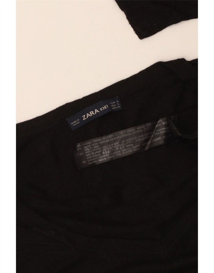 ZARA Pull surdimensionné à col en V pour femme UK 10 Small Noir Viscose
