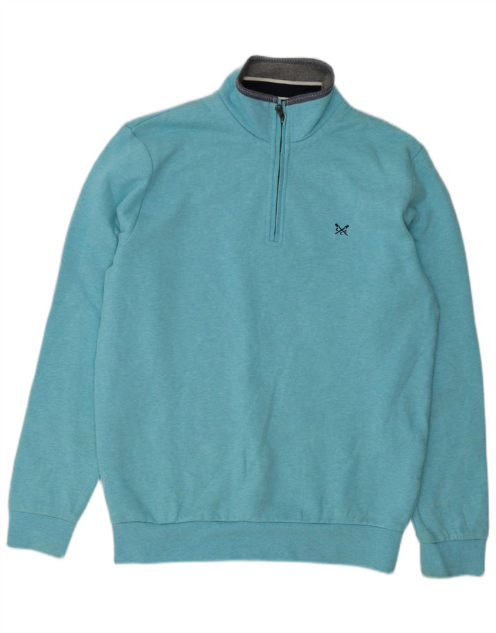 Crew Clothing Sweat-shirt à col zippé pour homme en coton bleu moyen