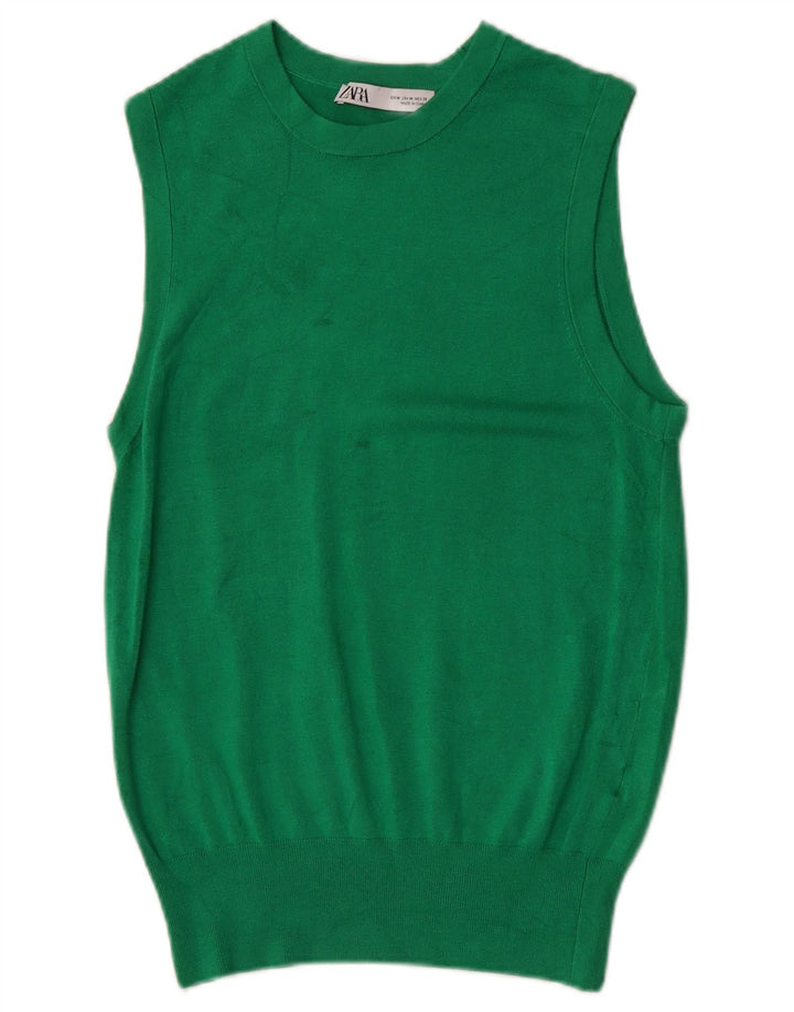 Zara Femme Débardeur UK 12 Vert Moyen Viscose