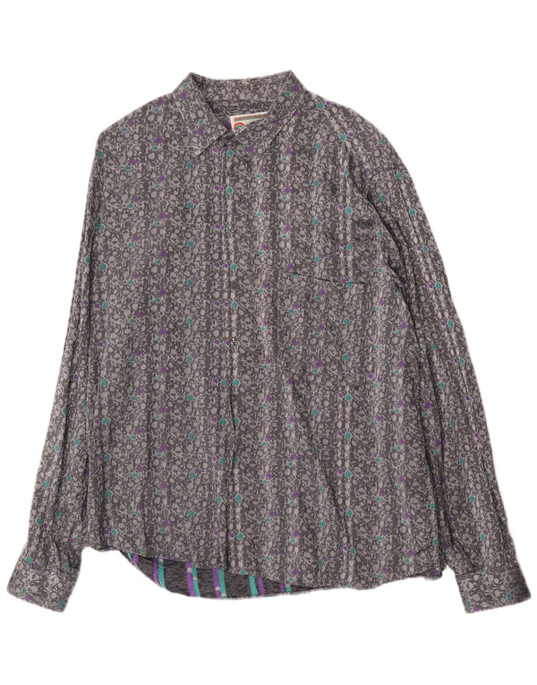 Chemise Homme Vintage Grand Coton Floral Gris