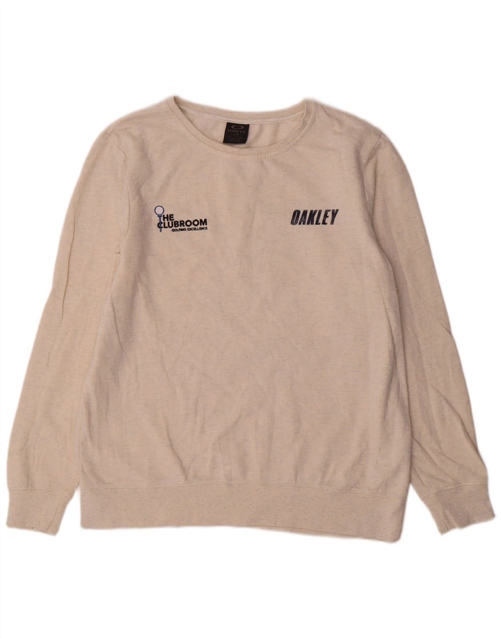 Oakley Sweat-shirt graphique pour homme en coton moucheté beige grand format
