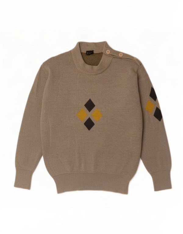 Ermenegildo Zegna Pull col boutonné pour homme XS Gris Argyle/Diamant