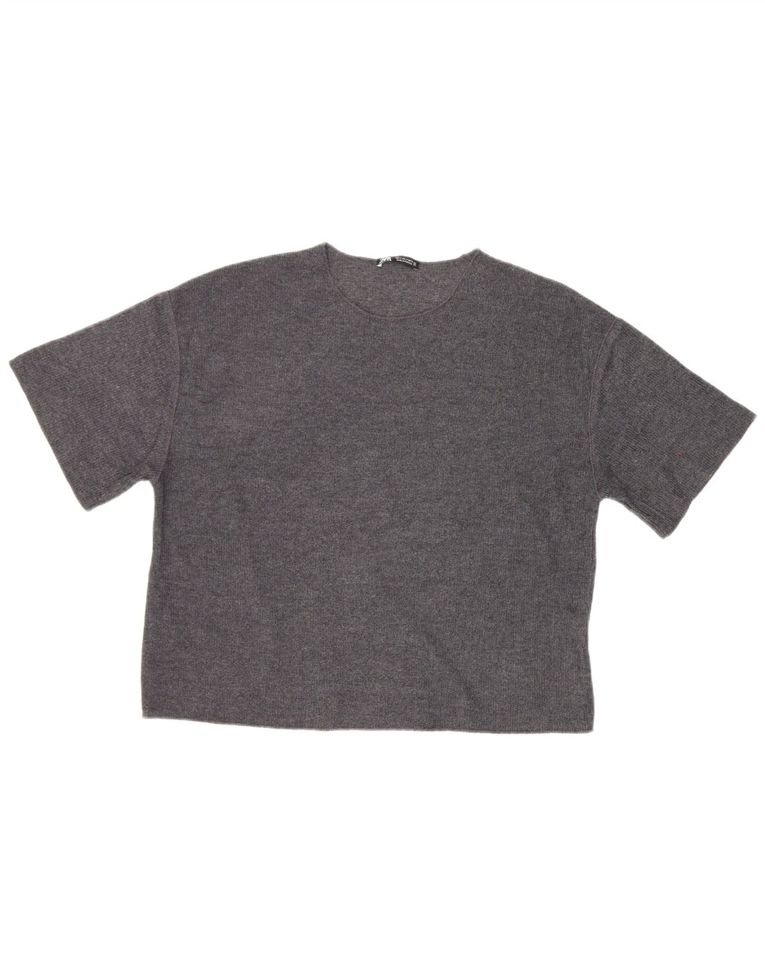 Zara Femme T-Shirt Oversize Top UK 10 Petit Gris Polyester